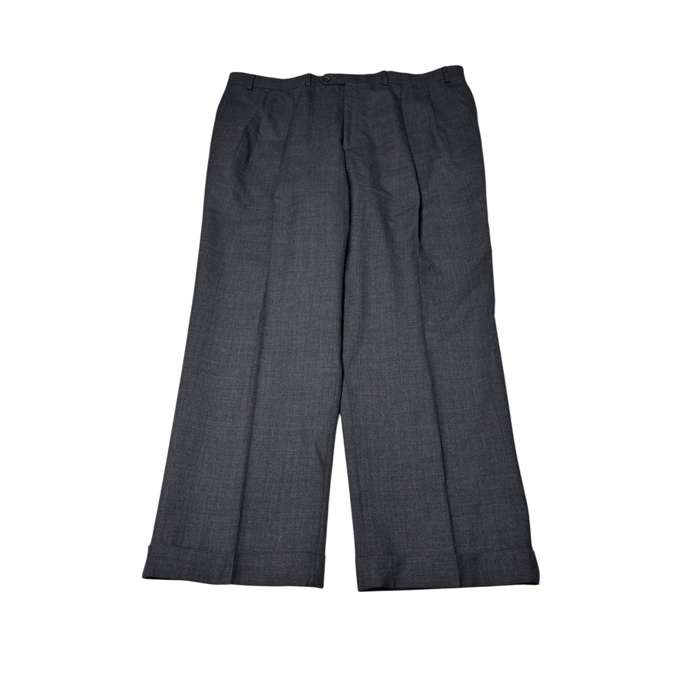 Lauren Ralph Lauren Mens 42x30 Gray 100% Wool Pleated Cuffed Dress Pants